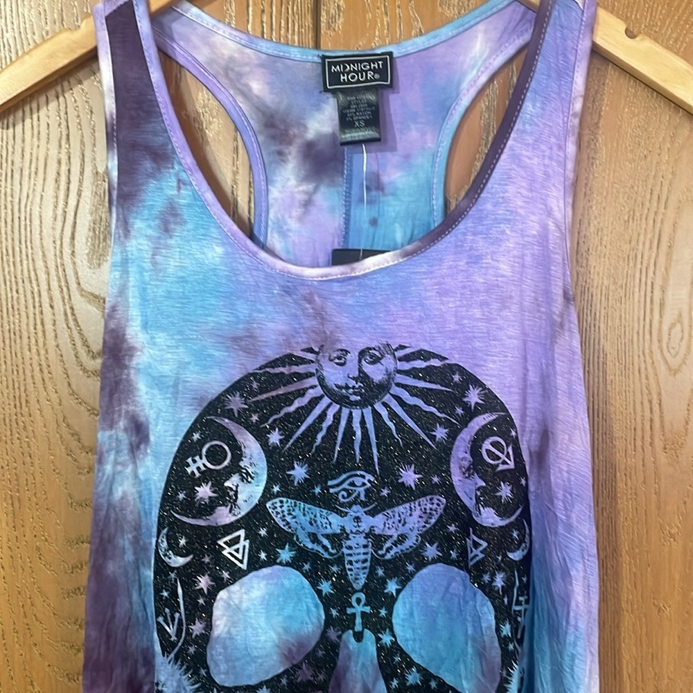 NWT - Midnight Hour - TieDye Skull Sharkbite Tank Too - Picture 2 of 5